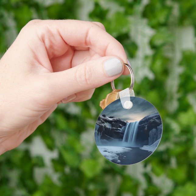 Iceland waterfall landscape key ring (Hand)