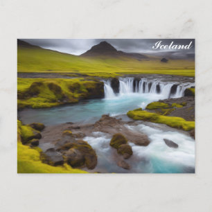 Iceland Waterfall Travel Photo Postcard