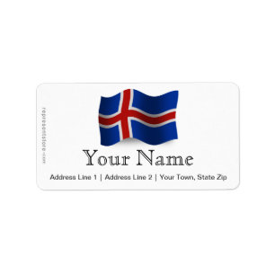 Iceland Waving Flag Label