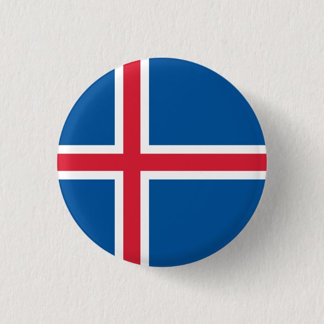 Icelander Flag, Flag of Iceland 3 Cm Round Badge (Front)