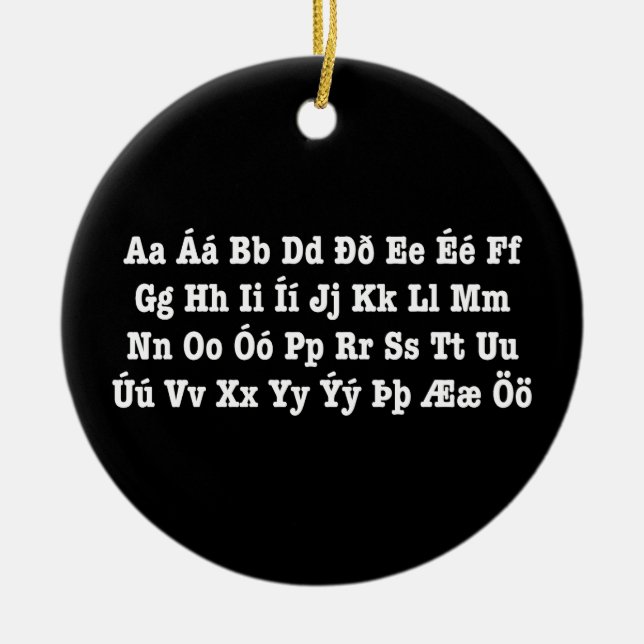 Icelandic Alphabet [Íslenska Stafrófið] Ceramic Tree Decoration (Front)