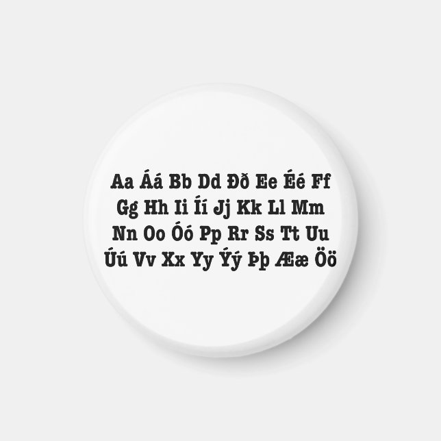 Icelandic Alphabet [Íslenska Stafrófið] Magnet (Front)