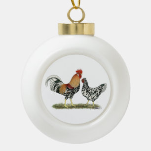 Icelandic Chickens Ceramic Ball Christmas Ornament