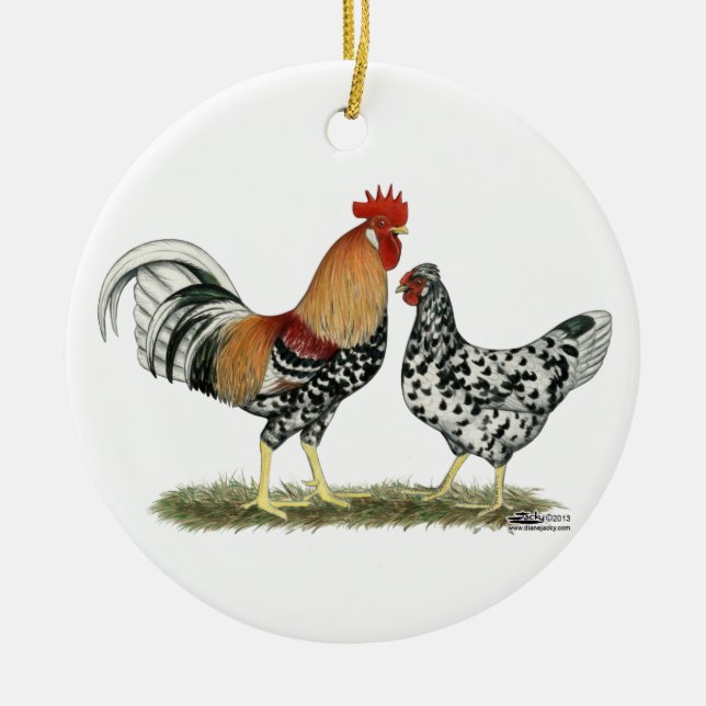 Icelandic Chickens Ceramic Tree Decoration (Front)