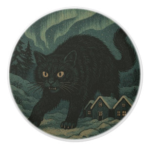 Icelandic Christmas yule Cat  Ceramic Knob