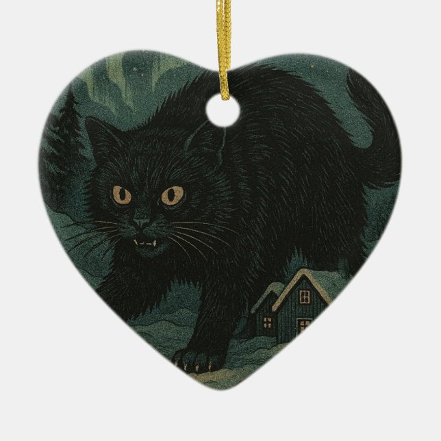 Icelandic Christmas yule Cat  Ceramic Tree Decoration (Front)