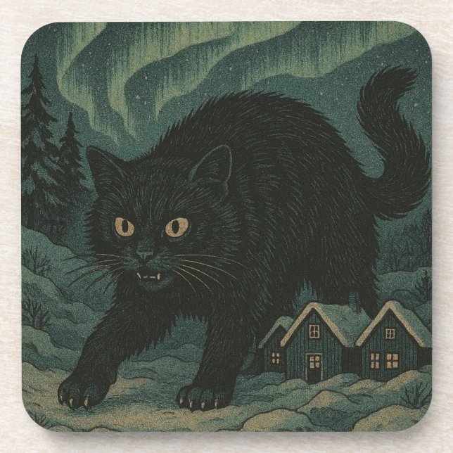 Icelandic Christmas yule Cat  Coaster (Front)