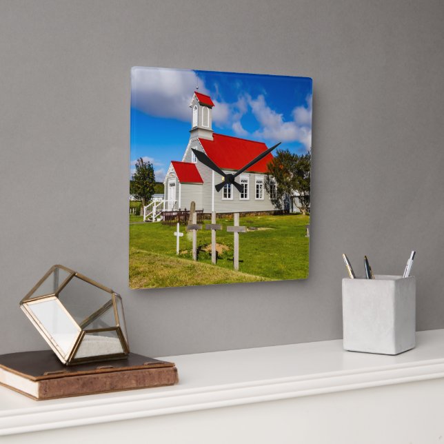 Icelandic Church Square Wall Clock (Office)
