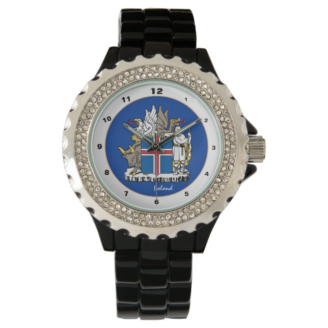 Icelandic Flag & Iceland emblem fashion /design  Watch (Front)