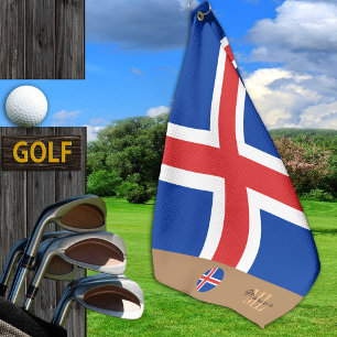 Icelandic flag & Iceland, monogrammed / Golf Towel