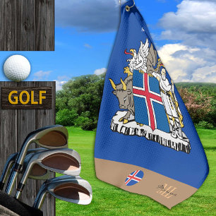 Icelandic flag & Iceland, monogrammed / Golf Towel