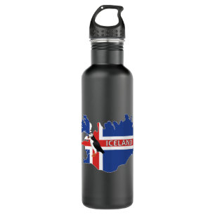 Icelandic Flag Map of Iceland Atlantic Puffin Bird 710 Ml Water Bottle