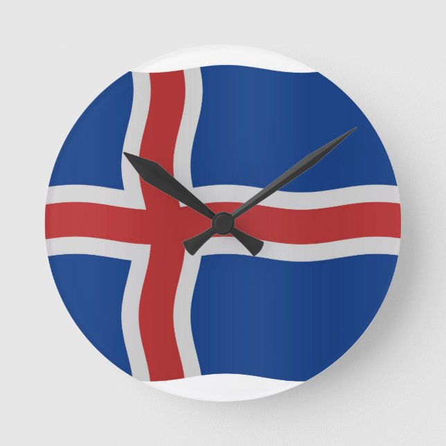 Icelandic flag round clock (Front)