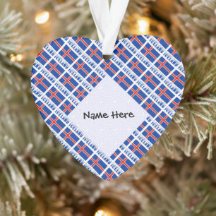 Icelandic Flag Tiled Black Personalisation Ornament