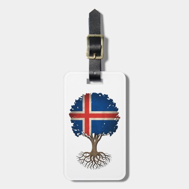 Icelandic Flag Tree of Life Customisable Luggage Tag (Front Vertical)