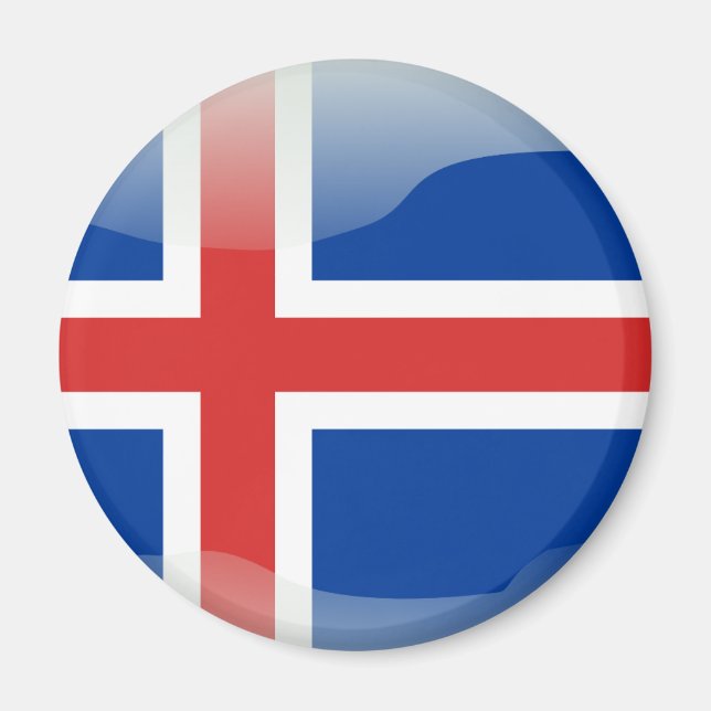 Icelandic glossy flag magnet (Front)