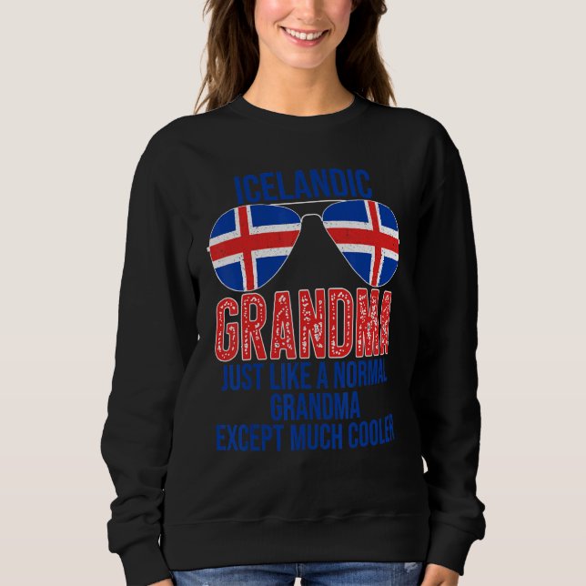 Icelandic Grandma Iceland Flag Sunglasses Mother's Sweatshirt (Front)