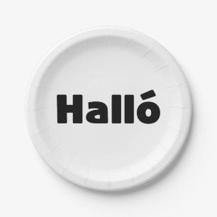 Icelandic Halló { Hello ) Íslenska Language Paper Plate