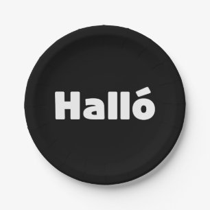 Icelandic Halló { Hello ) Íslenska Language Paper Plate