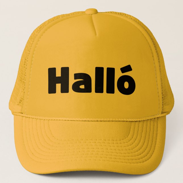 Icelandic Halló { Hello ) Íslenska Language Trucker Hat (Front)