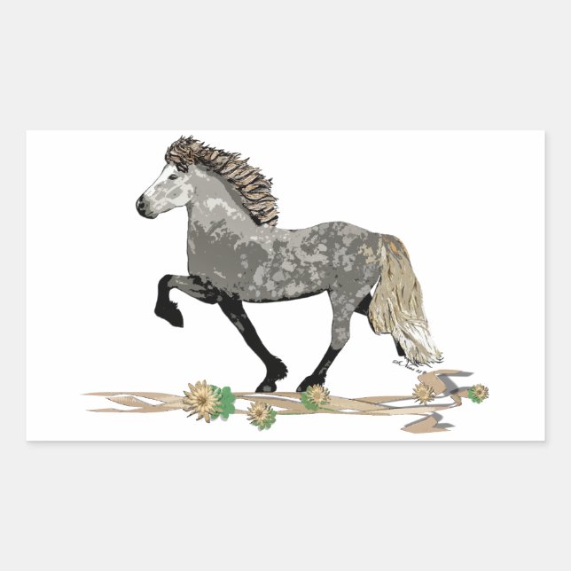 Icelandic Horse-Art Deco Astrid Rectangular Sticker (Front)
