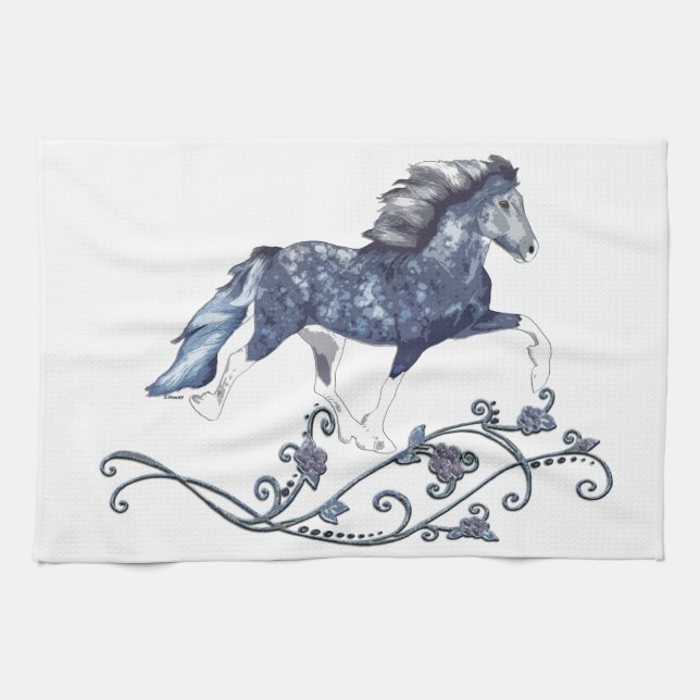 Icelandic Horse Blámóða Tea Towel (Horizontal)
