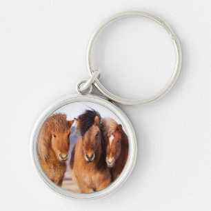 Icelandic Horse during winter Key Ring