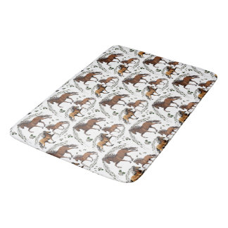 Icelandic Horse Elska and the Flowers Bath Mat