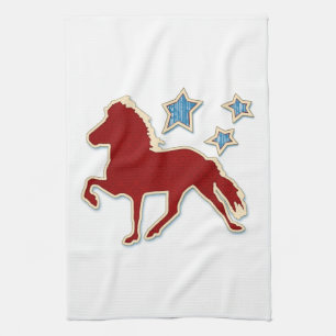 Icelandic Horse Festive Stars Tea Towel