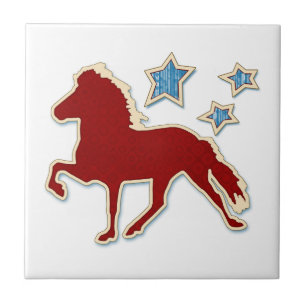 Icelandic Horse Festive Stars Tile