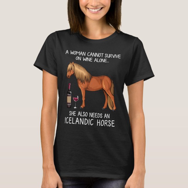 Icelandic Horse Horse And Wine Horse Fitted T-Shirt (Front)