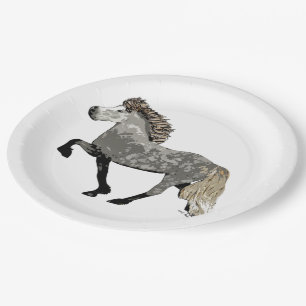 Icelandic Horse in dappled grey-Art Deco Astrid Paper Plate