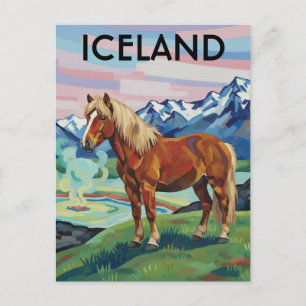 Icelandic Horse in Iceland Travel Postcard
