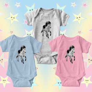 Icelandic horse in motion baby bodysuit