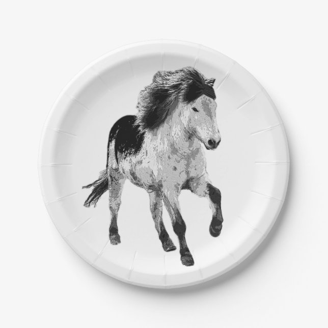 Icelandic horse in motion paper plate (Front)