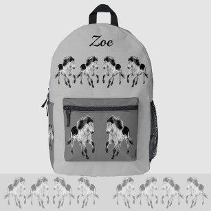Icelandic horse in motion, personalizable  printed backpack