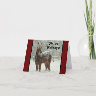 Icelandic Horse in Winter, Happy Holidays Photo Card