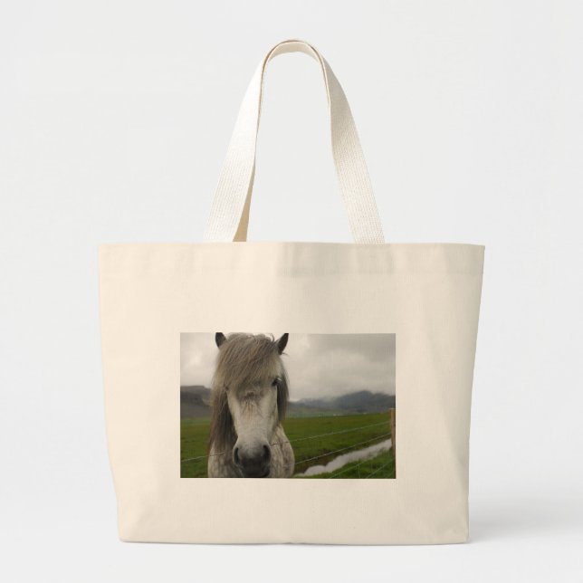 Icelandic Horse Large Tote Bag (Front)