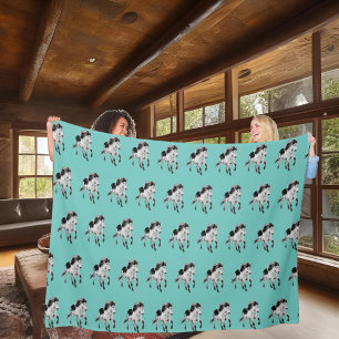 Icelandic horse motion fleece blanket