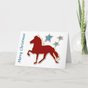 Icelandic Horse Stars Merry Christmas Holiday Card