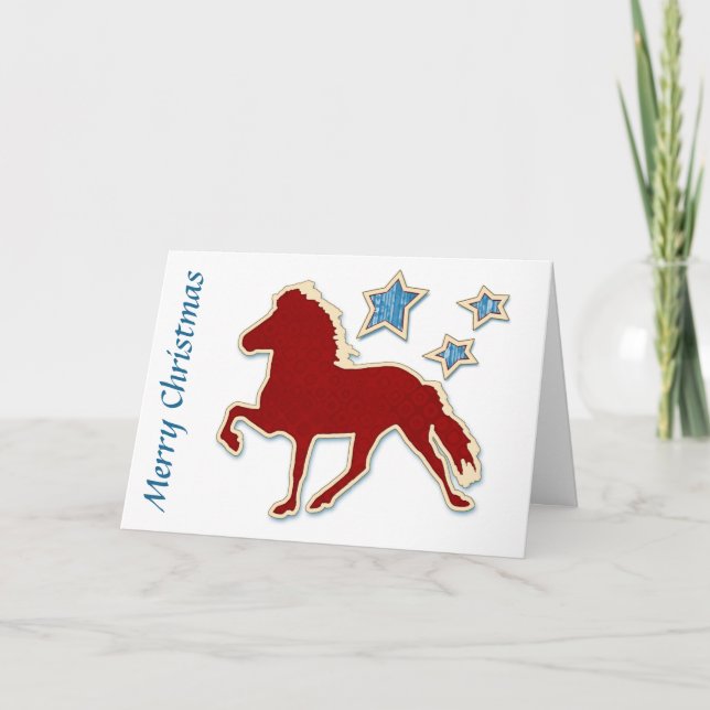 Icelandic Horse Stars Merry Christmas Holiday Card (Front)