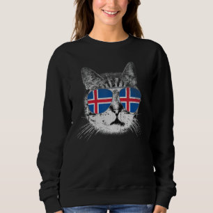 Icelandic Iceland Flag Country Roots Cat Pride Sweatshirt