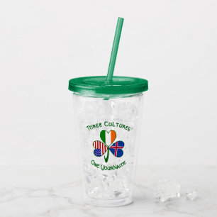 Icelandic Irish American Flag Shamrock Personalise Acrylic Tumbler