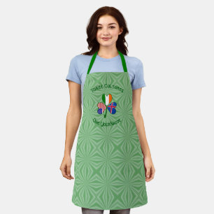 Icelandic Irish American Flag Shamrock Personalise Apron