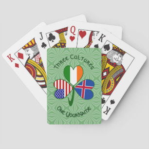 Icelandic Irish American Flag Shamrock Personalise Playing Cards