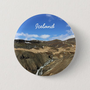 Icelandic landscape 6 cm round badge
