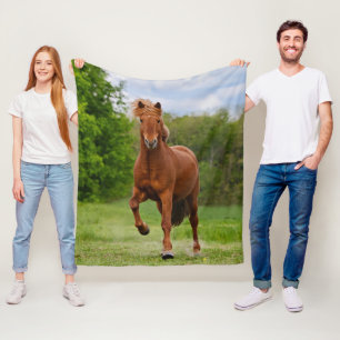 Icelandic Pony at a Tölt Funny Photo Horse Lovers Fleece Blanket