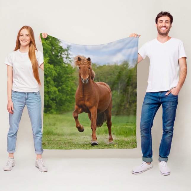 Icelandic Pony at a Tölt Funny Photo Horse Lovers Fleece Blanket (In Situ)