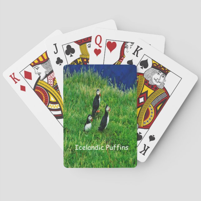 Icelandic Puffins in Summer Playing Cards (Back)