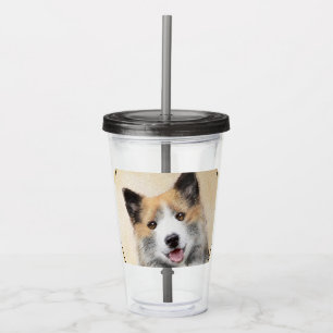 Icelandic Sheepdog Painting - Original Dog Art Acrylic Tumbler
